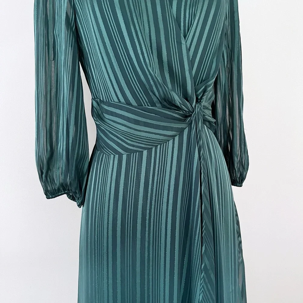 Maison Tara Deep Green Long Sleeve Dress - Picture 3 of 9